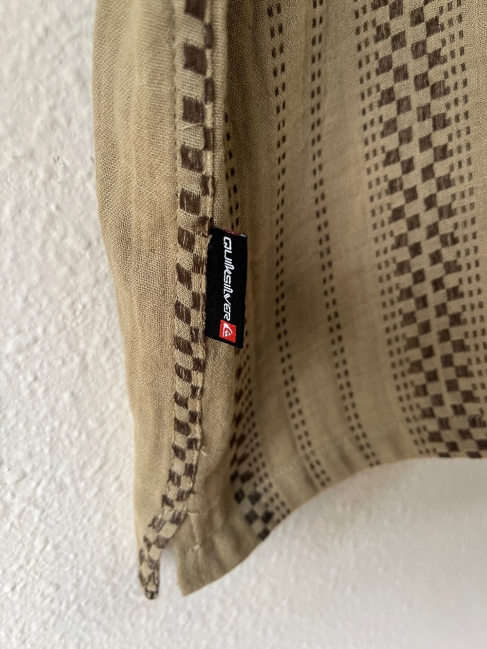 Quicksilver Neutral Brown 100% Cotton Natural Fiber Hippy Surf Shirt XL - Picture 7 of 7